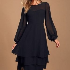 NWT Lulus Crystal Clear Black Midi Dress